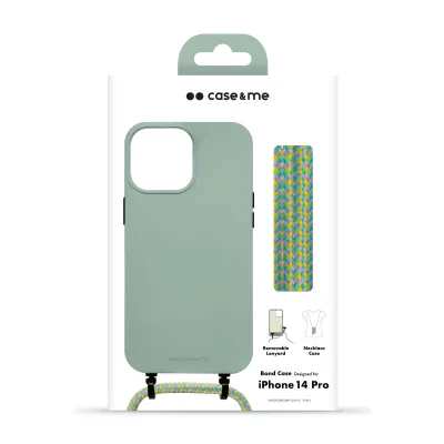 case&me - Puzdro Bond s náhrdelníkom pre iPhone 14 Pro, sage