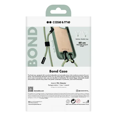 case&me - Puzdro Bond s náhrdelníkom pre iPhone 14 Pro, sage
