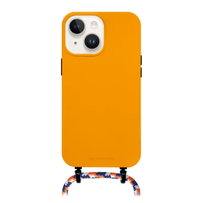case&me - Puzdro Bond s náhrdelníkom pre iPhone 14 Plus, oranžová