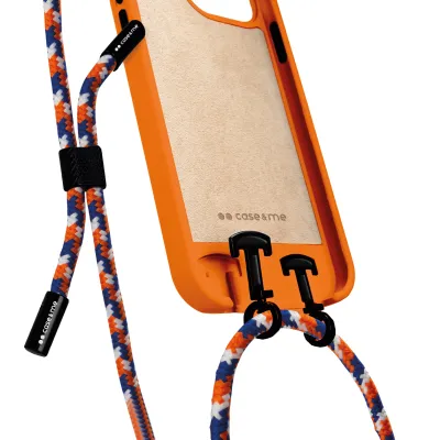 case&me - Puzdro Bond s náhrdelníkom pre iPhone 14 Plus, oranžová