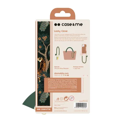 case&me - Puzdro Lady Case s retiazkou na zápästie a šatkou pre iPhone 13, hnedá