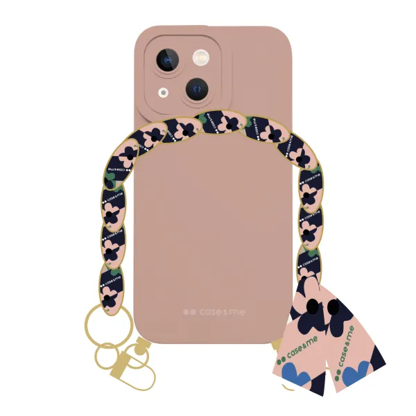 case&me - Puzdro Lady Case s retiazkou na zápästie a šatkou pre iPhone 14, ružová