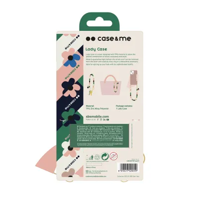 case&me - Puzdro Lady Case s retiazkou na zápästie a šatkou pre iPhone 14, ružová