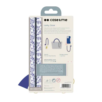 case&me - Puzdro Lady Case s retiazkou na zápästie a šatkou pre iPhone 14 Pro, modrá