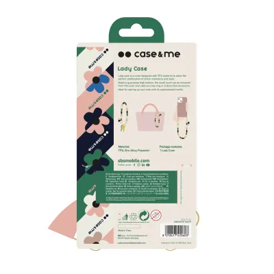 case&me - Puzdro Lady Case s retiazkou na zápästie a šatkou pre iPhone 14 Plus, ružová