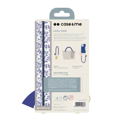 case&me - Puzdro Lady Case s retiazkou na zápästie a šatkou pre iPhone 14 Pro Max, modrá