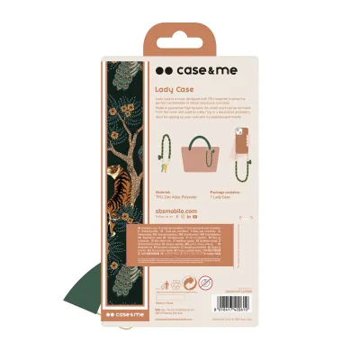 case&me - Puzdro Lady Case s retiazkou na zápästie a šatkou pre iPhone 14 Pro Max, hnedá