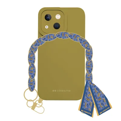 case&me - Puzdro Lady Case s retiazkou na zápästie a šatkou pre iPhone 14 Plus, žltá