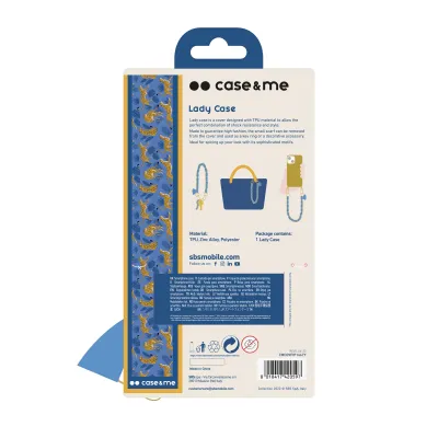 case&me - Puzdro Lady Case s retiazkou na zápästie a šatkou pre iPhone 14 Plus, žltá