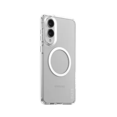CARE - Puzdro Urban Combat s bielym QI pre Samsung Galaxy S25 Edge, transparentná