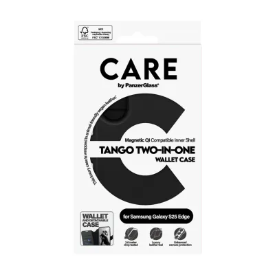 CARE - Puzdro Wallet Tango Two-In-One s QI pre Samsung Galaxy S25 Edge, čierna