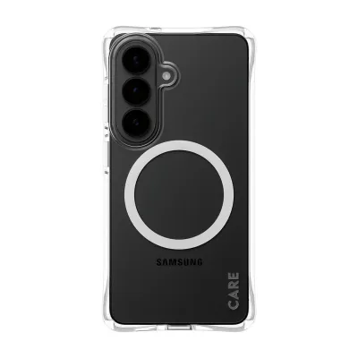 CARE - Puzdro Samba s bielym QI pre Samsung Galaxy S26, transparentná