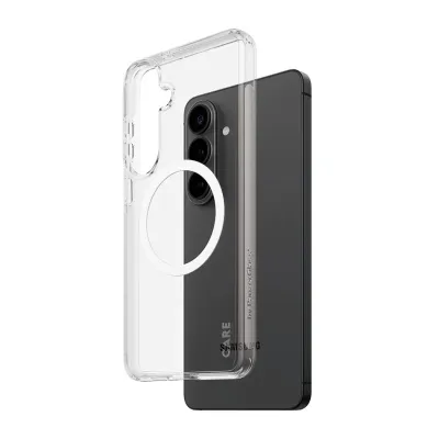 CARE - Puzdro Urban Explorer s bielym QI pre Samsung Galaxy S26+, transparentná