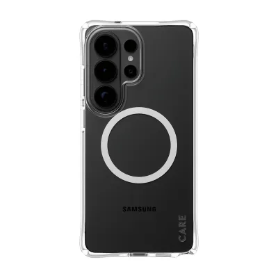 CARE - Puzdro Samba s bielym QI pre Samsung Galaxy S26 Ultra, transparentná