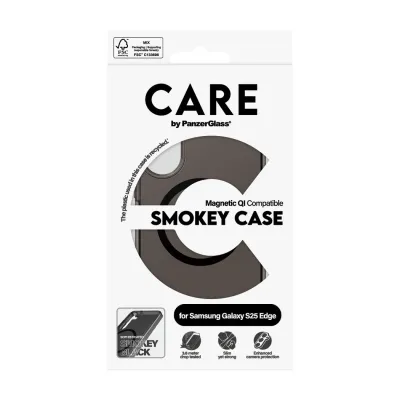 CARE - Puzdro Smokey s čiernym QI pre Samsung Galaxy S25 Edge, čierna