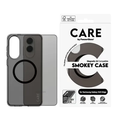 CARE - Puzdro Smokey s čiernym QI pre Samsung Galaxy S25 Edge, čierna