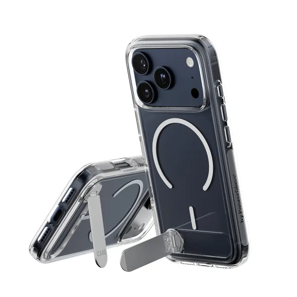 CARE - Puzdro Kickstand pre iPhone 17 Pro, transparentná