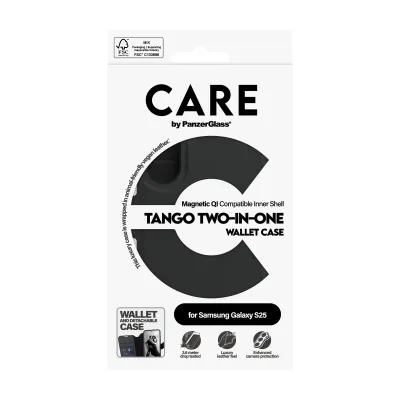 CARE - Puzdro Wallet Tango Two-In-One s QI pre Samsung Galaxy S25, čierna