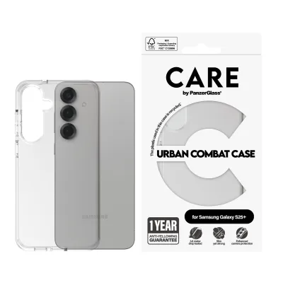 CARE - Puzdro Urban Combat pre Samsung Galaxy S25+, transparentná