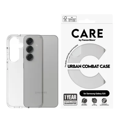 CARE - Puzdro Urban Combat pre Samsung Galaxy S25, transparentná