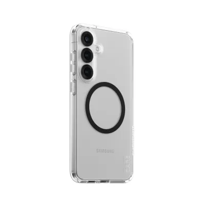 CARE - Puzdro Urban Combat s čiernym QI pre Samsung Galaxy S25+, transparentná