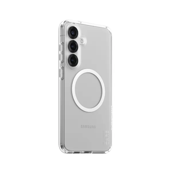 CARE - Puzdro Urban Combat s bielym QI pre Samsung Galaxy S25+, transparentná