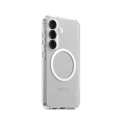 CARE - Puzdro Urban Combat s bielym QI pre Samsung Galaxy S25, transparentná