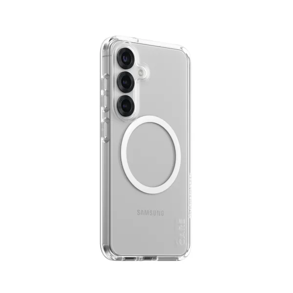 CARE - Puzdro Urban Combat s bielym QI pre Samsung Galaxy S25, transparentná
