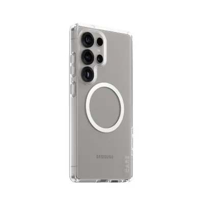 CARE - Puzdro Urban Combat s bielym QI pre Samsung Galaxy S25 Ultra, transparentná