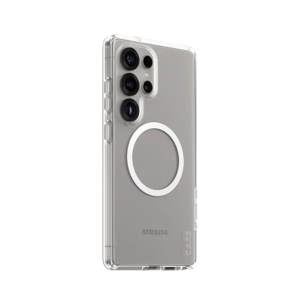 CARE - Puzdro Urban Combat s bielym QI pre Samsung Galaxy S25 Ultra, transparentná