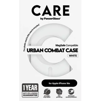 CARE - Puzdro Urban Combat s MagSafe pre iPhone 17e/16e, biela