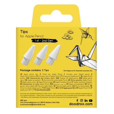 doodroo - Náhradné špičky pre Apple Pencil 1st - 2nd Gen, 3 kusy, biela