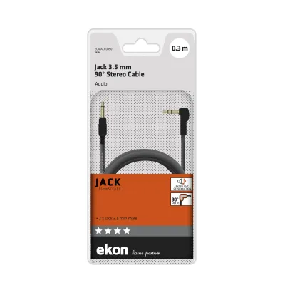 Ekon - Audio kábel jack 3,5 mm M 90°, 30 cm, čierna