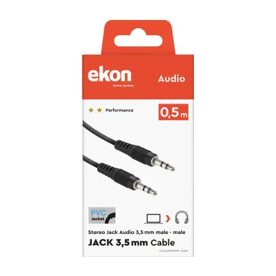 Ekon - Audio kábel jack 3,5 mm M, 50 cm, čierna
