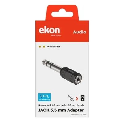 Ekon - Audio adaptér jack 3,5 mm F/6,3 mm M, strieborná