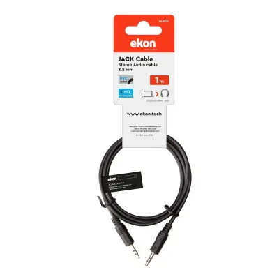 Ekon - Audio kábel jack 3,5 mm M, dĺžka 1 m, čierna