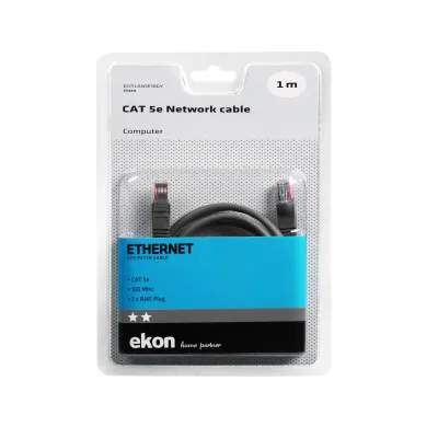 Ekon - Kábel LAN UTP patch, Cat 5e, RJ45, dĺžka 1 m, sivá