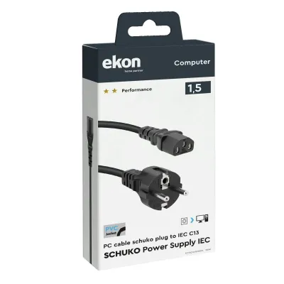 Ekon - Napájací kábel pre PC Schuko/IEC, 1,5 m, čierna