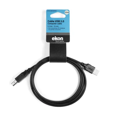 Ekon - Kábel USB-A M/USB-B M, 5 W, 1,5 m, čierna