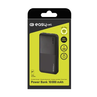 EasyCell - PowerBank 10000 mAh, 2x USB 2,1 A, čierna