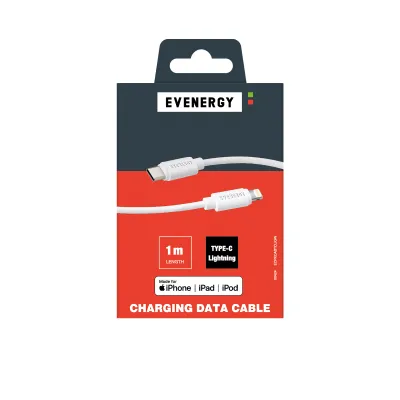 EVENERGY - Kábel USB-A/MFI Lightning, 10 W, 1 m, biela