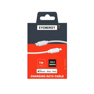 EVENERGY - Kábel USB-C/MFI Lightning, 18 W, 1 m, biela