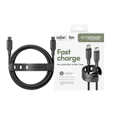 empower - Kábel USB-C, 240 W, Racing, 2 m, vesmírna čierna