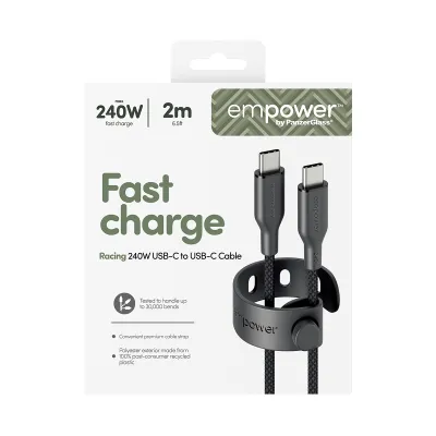 empower - Kábel USB-C, 240 W, Racing, 2 m, vesmírna čierna