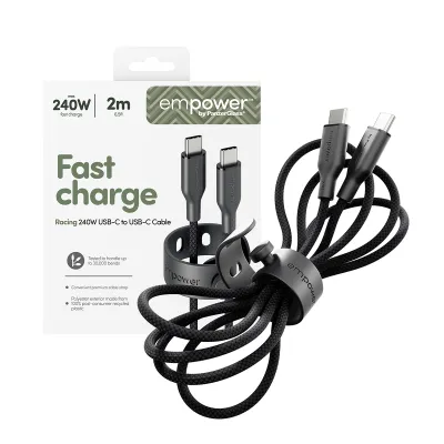 empower - Kábel USB-C, 240 W, Racing, 2 m, vesmírna čierna