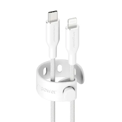 empower - Kábel USB-C/Lightning, 60 W, Racing, 1,2 m, striebornobiela