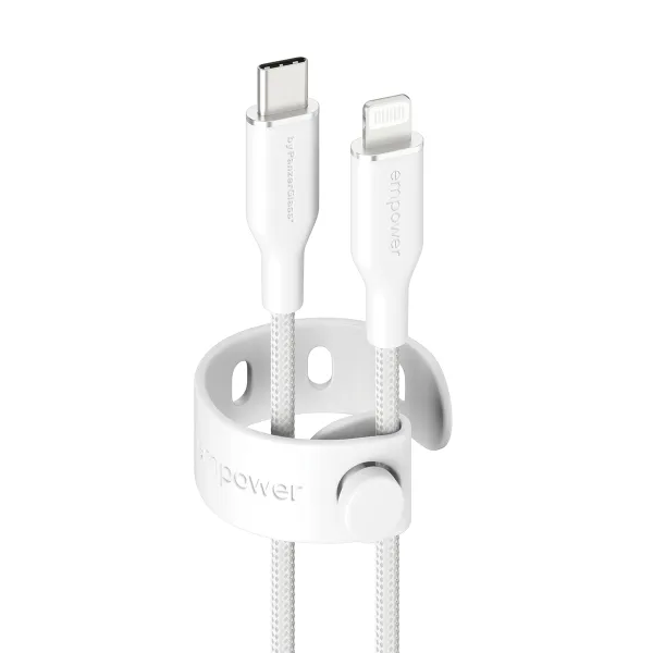 empower - Kábel USB-C/Lightning, 60 W, Racing, 1,2 m, striebornobiela