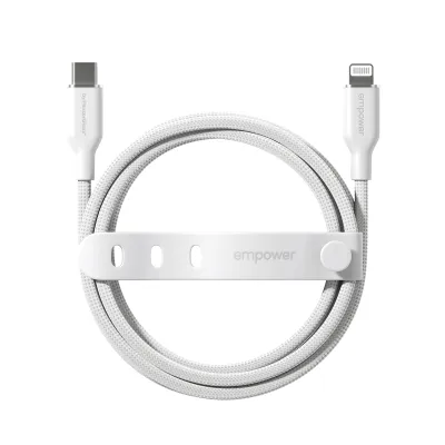 empower - Kábel USB-C/Lightning, 60 W, Racing, 1,2 m, striebornobiela