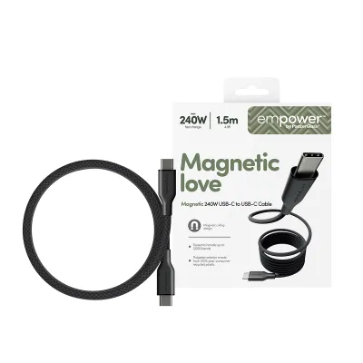 empower - Kábel USB-C, 240 W, Magnetic, 1,5 m, vesmírna čierna