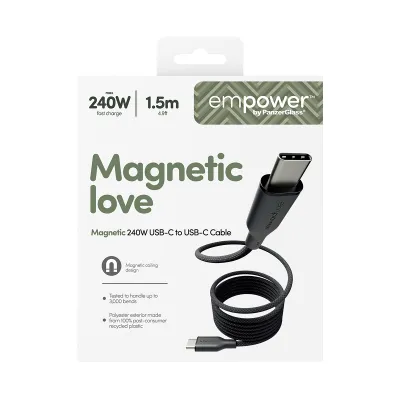 empower - Kábel USB-C, 240 W, Magnetic, 1,5 m, vesmírna čierna